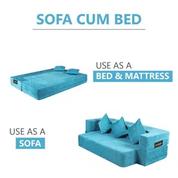 seventh heaven Relax King 12 Inch Memory Foam (72x44) 3 Seater Sofa Cum Mattress In Sky Blue Colour image 5