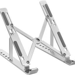 RECTITUDE Laptop Tabletop Stand, Fold-Up, Adjustable, Ventilated, Portable Holder for Desk Aluminium Desk Stand Laptop Stand with Adjustable Height Compatible with Universal Laptops-image-0