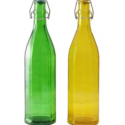 cdi Assorted 1 Ltr Green & Yellow Glass (Set of 2) Bottle image 2