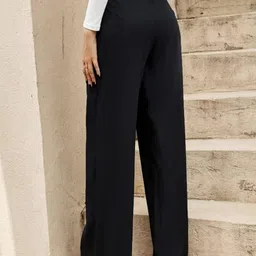 broadstar Women Loose Fit Black Lycra Blend Trousers image 3