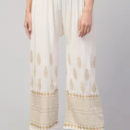 fambee Women Relaxed Cream Viscose Rayon Trousers-picture-10