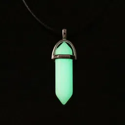 murali wala Glowing Green Natural Fluorescent Hexagonal Crystal Stone Sterling Silver Stainless Steel Pendant image 1