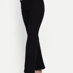 broadstar Women Flared Black Lycra Blend Trousers-picture-18