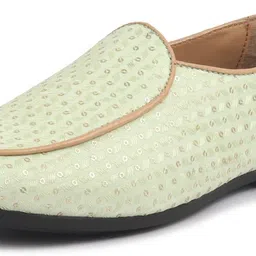 fausto Embroidery Sequin Ethnic Slip On Round Toe Juttis for Wedding|Sherwani Mojaris For Men-picture-29