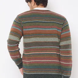 duke Men Striped V Neck Multicolor Sweater image 2