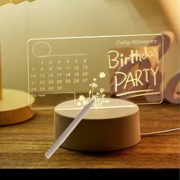 himannhome 3D Calendar Acrylic Writing Board with LED Light Base – Reusable Light Pad Table Lamp image 1