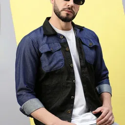 anishanfashions Men Colorblock Denim Jacket image 1