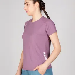 ocra Women Solid Round Neck Cotton Blend Pink T-Shirt image 5