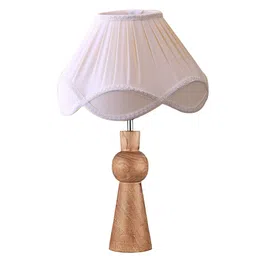 new era Off-white cotton Vintage lamp with wood base (12x20.3) image 3