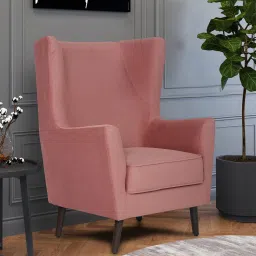 casacraft from pepperfry Alcalde Velvet Wing Chair In Blush Pink Colour image 1