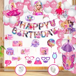 zyozi Barby Princess Birthday Decorations - Banner,CardStock,Photo Booth (Pack Of 51)-picture-18