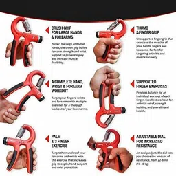 dr pacvu 2Set|Hand Gripper & 8 Shape-1 Resistance Band|Body Stretching, Fitness Equipment Fitness Accessory Kit Kit image 5