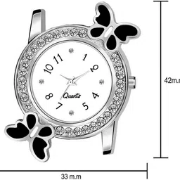 regards Style Trending Diamond Studded Attractive Butterfly & Square Dial Design Combo Analog Watch - For Girls & Women (Black) Pack Of 2 image 3