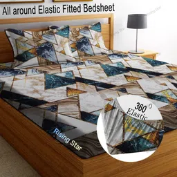Cotton King Fitted (Elastic) 250 TC Printed Bedsheet-image-84