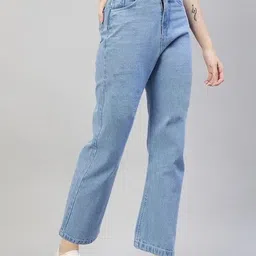 urban cat Women Straight Fit Mid Rise Light Blue Jeans image 3
