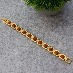 spyronix real treasure Rudraksha, Stainless Steel Gold-plated Bracelet image 4