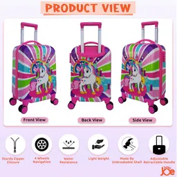 junior joe Small Cabin Suitcase (20 inch) 4 Wheels - Lightweight Kids Rolling Luggage With Hard Shell Carry On Travel Trolley Bag - Multicolor image 3