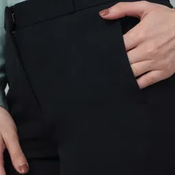 cantabil Women Regular Fit Dark Blue Lycra Blend Trousers image 5