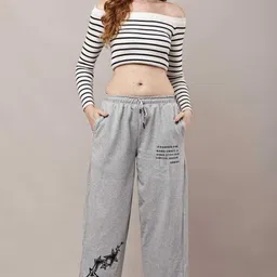 sabiafashion Women Loose Fit, Regular Fit Grey Cotton Blend Trousers-picture-14