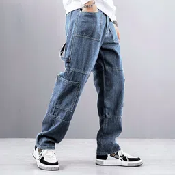 eyebogler Men Relaxed Fit Mid Rise Blue Jeans-picture-18