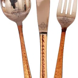 Steel Copper Cutlery Set ( 1 Spoon, 1 Fork, 1 Knife) Steel, Copper Cutlery Set-image-76