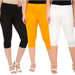 vkunj Women Black, Orange, White Capri-picture-15