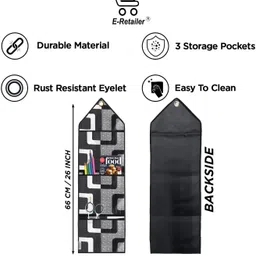 e-retailer Polyester Wall Hanging Storage Organizer/Magazine Letter Holder (Black) Regular Organizer image 2
