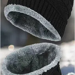 m john's Solid, Self Design, Embellished, Woven Beanie image 1