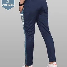 aaradh Pack of 2 Men Striped Grey, Dark Blue, White Track Pants image 5