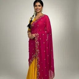 sonu creation Art Silk Embroidered Pink Women Dupatta image 5