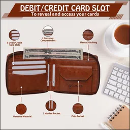 jnd Men & Women Casual Brown Artificial Leather Wallet image 2