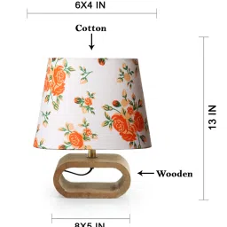 new era Multicolor cotton table lamp with Wood Natural base (7x12 inches) image 5