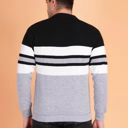 axolotl Men Striped Round Neck Grey Sweater image 2