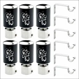 gloxy Black, White Rod Rail Bracket, Curtain Knobs, Curtain Hooks, Curtain Rods Metal-picture-15