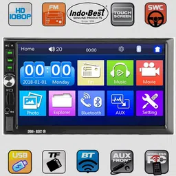 indo-best IBDDBT2 New Edition Universal Model Heavy Duty Double Din Car Stereo For All Car Brands and Models - 7" Full HD Touch Screen with Double IC and Heavy Chassis / Bluetooth / Mic Calling / Rear View Camera Support / Steering Control Support / Equaliser / Remote / FM / USB / AUX / SD Port Car Stereo image 2