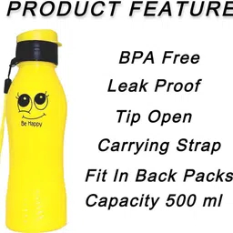 kids kraft Be Happy Smiley Printed Water Bottle For Return Gfit For Kids Birthday Party 500 ml Water Bottles image 3