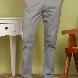 fubar Men Slim Fit Grey Pure Cotton Trousers image 1
