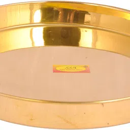 shivshakti arts Pure Brass Thali/Plate for Pooja & Serving Purpose(Khomcha Design,1 Pcs,Yellow) Dinner Plate image 3