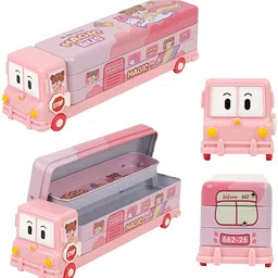 nitya enterprise Pink Bus Compass 2 Art Metal Pencil Box-picture-16