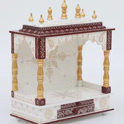 india home wood White And Red Solid Wood Wood Floor Rested Mandir Without Door image 4