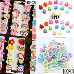 Baby Girls Hair Accessories Hair Clips,Mini Clutcher,Rubber Band (Combo) Hair Accessory Set-image-2