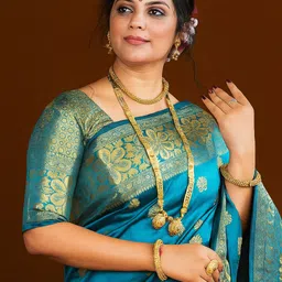 rattan Woven, Floral Print, Paisley Banarasi Jacquard Saree-picture-24