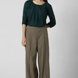 van heusen Women Regular Fit Brown Polyester Trousers image 2