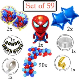 aoes Spider-Man 4th Birthday Decoration Kit Superhero Theme Party Balloons & Banner image 2