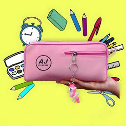 Women Pink Pouch Pencils and Pens Storage Pencil Bag Kids Schoo Art Artificial Leather Pencil Box-image-15