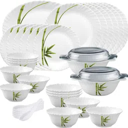 laopala Pack of 35 Opalware Diva Classique FG Full plate 11"(6 pcs) || Quarter plate 7.5"(6 pcs) || Oval platter13"(1 Pcs) || Casserole with Glass Lid (2 Pcs) || Veg bowl (6 Pcs) || Soup Bowl (6 pcs) || Spoon (6 pcs) Dinner Set-picture-28
