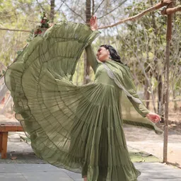 wedani lifestyle Solid Georgette Stitched Anarkali Gown image 3