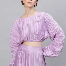 street9 Casual Regular Sleeves Solid Women Purple Top image 1