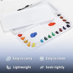 frkb Airtight Folding Palette with 2 Mixing Areas and a Removable Clear Tray 20 Paint Wells Palettes with Lid image 3