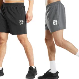 running machine Pack of 2 Solid Men Black, Dark Grey Sports Shorts image 1